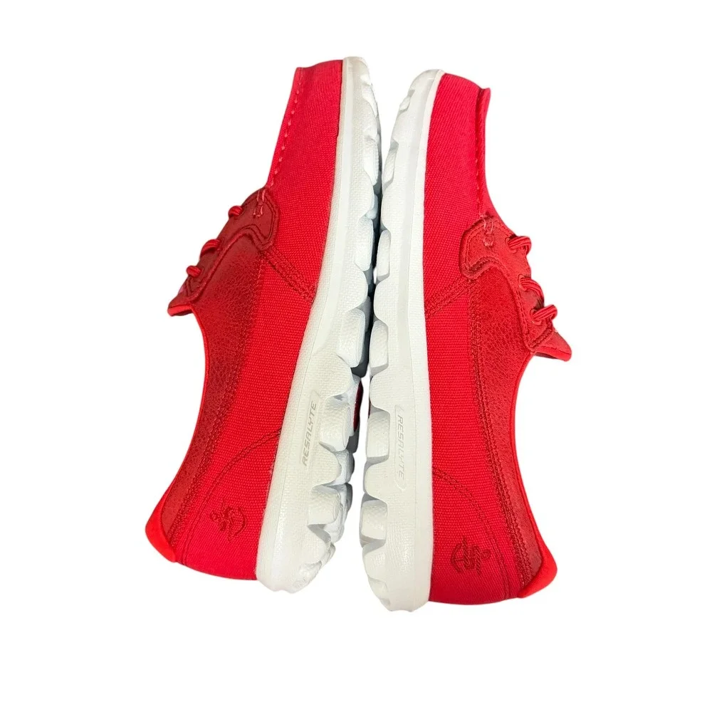 Skechers On-the-Go Flex Red Canvas Loafers Boat Shoes Women's Size 8 NWT